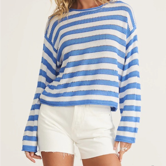 Z Supply Sweaters - Z Supply Blue and White Striped Sweater